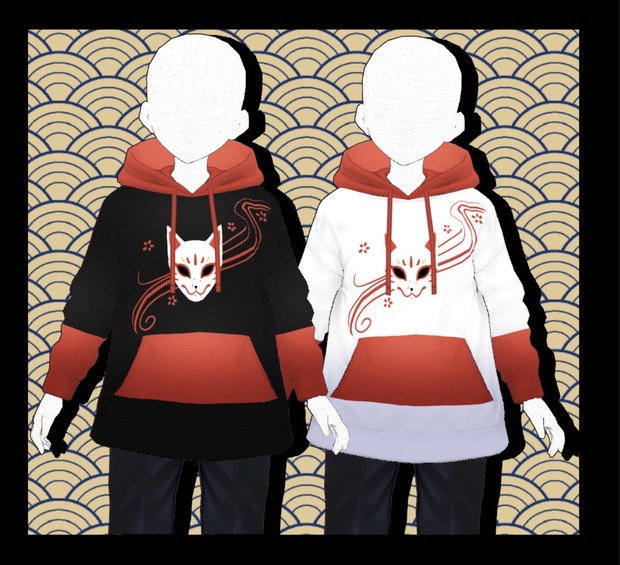 Kitsune Mask Vroid Hoodie - ArgamaWitch - BOOTH