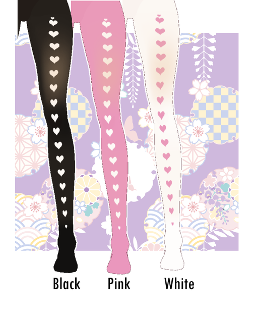 Pink with white Heart Stocking Nylon Tights Lolita Vroid Textures