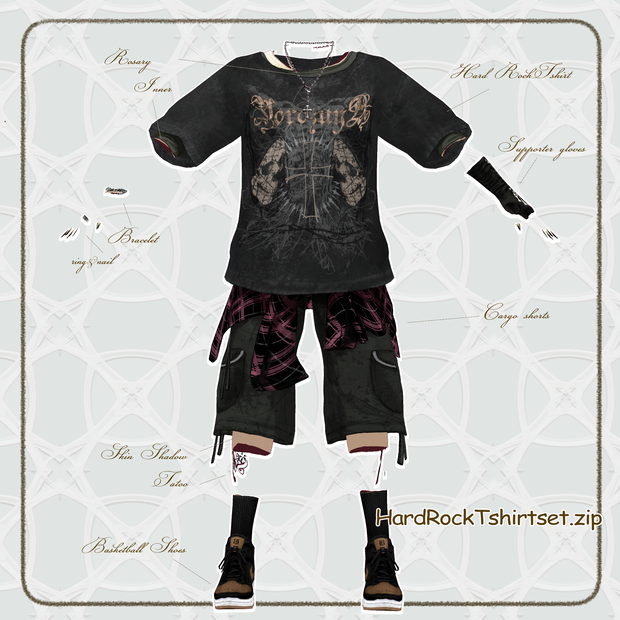 【Vroid/XWear / FBX】ロックンロールTシャツセットRock and Roll T_Set　