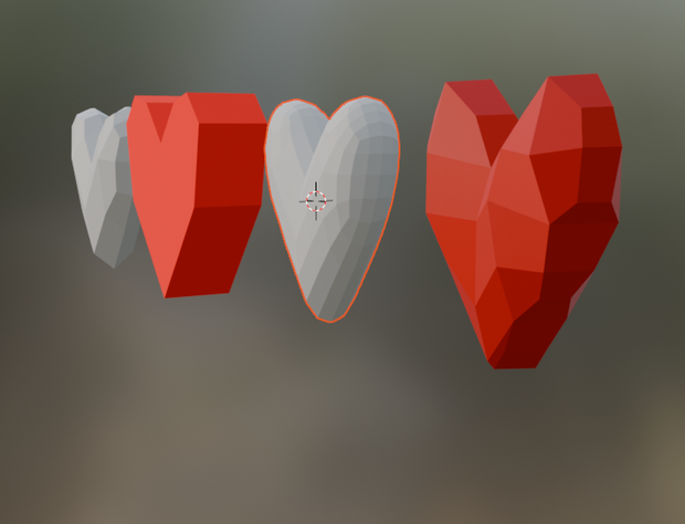 [FREE] Hearts pack (low poly + high poly + stylized ice-like heart of ice)