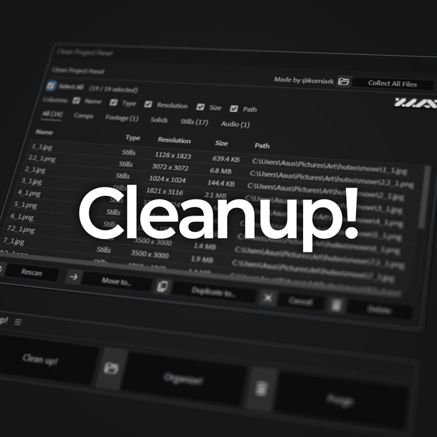 Free 【After Effects スクリプツ】 Cleanup!