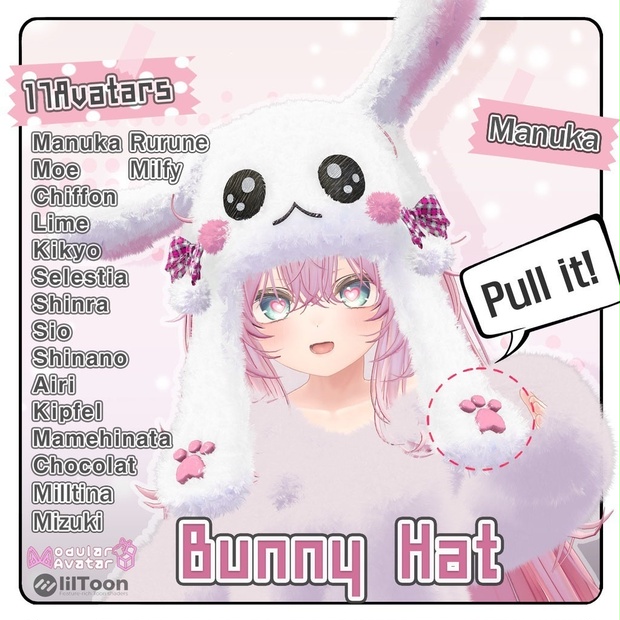 🔥Price Reduction 200JPY🔥✨Animation✨【♥Bunny Hat♥】 【18 Avatars】