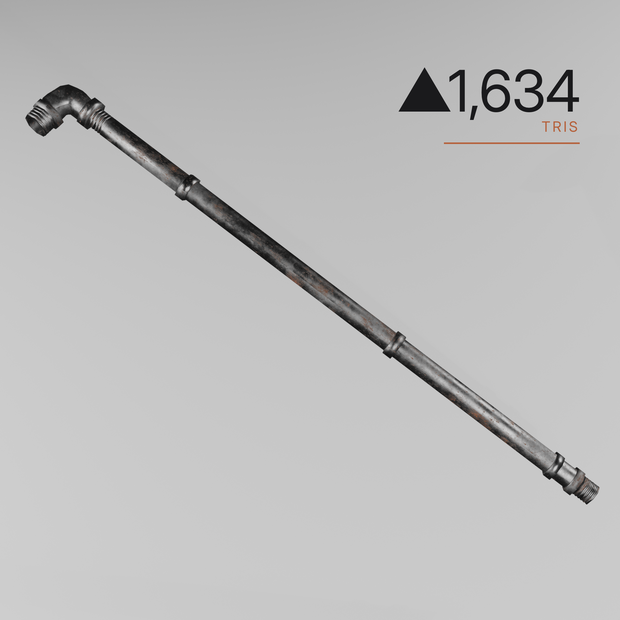 鉄パイプ / Iron Pipe【▲1,634・錆／通常の2種】.blend + FBX