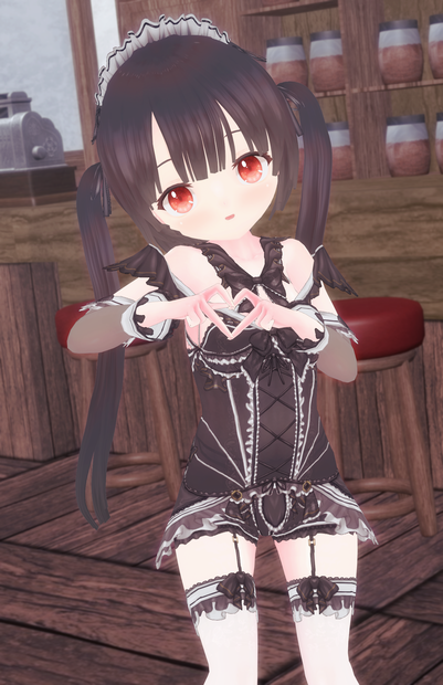 【V3.0黒VER更新・クローゼット対応】SメイドVRM+衣装(カスタムアイテム / xwear)【商用利用・改変OK】