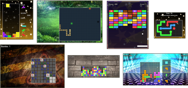 RPGツクールMZ プラグイン 7種類のミニゲームまとめてパック（テトリス、スネーク、ピンボール、マインスイーパー、ブロックマッチ、ドットコネクト、ブロッククリア）