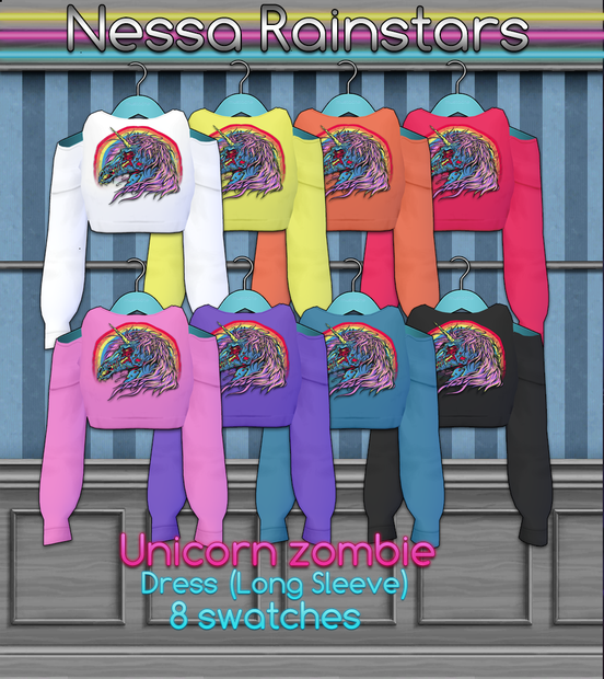 VTUBER Cute Crop Top - Unicorn Zombie  - 8 colors - VROID -