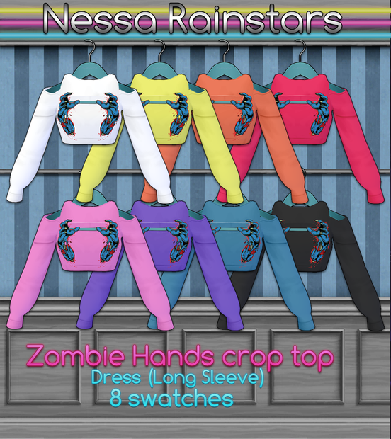 VTUBER  Cute Crop Top - Zombie Hands - 8 colors - VROID -