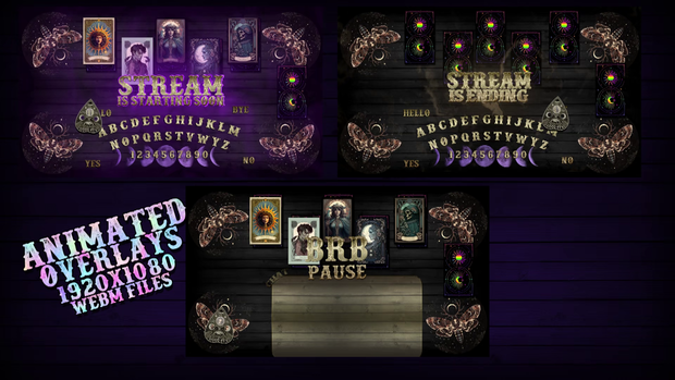 ON SALE!! Ouija & Tarot Cards Overlay | ANIMATED  Twitch / Kick/ YouTube / Stream Package | Spooky | Halloween | Mistery| 