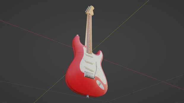 【3D小道具】エレキギター(ローポリ)赤