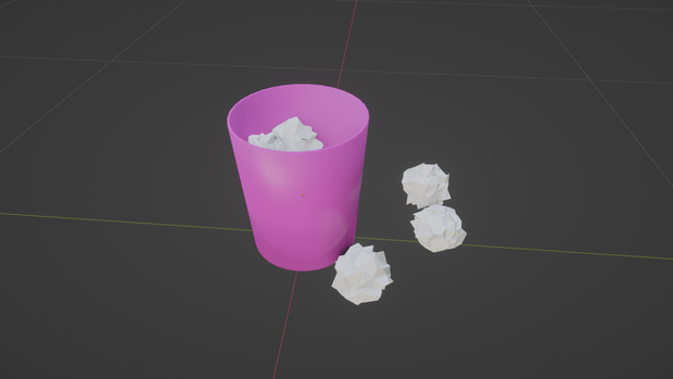 【3Ｄ小道具】ゴミ箱と紙くずセット