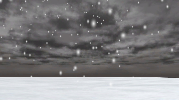 【3D環境・ワールド】雪パーティクルと積雪、曇り空SKYBOXセット