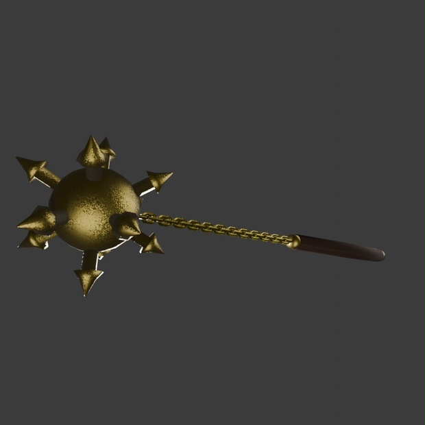 【3D武器・小道具】黄金のモーニングスター(ローポリ)