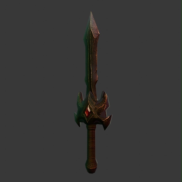 【3D武器・小道具】悪魔の剣(ローポリ)