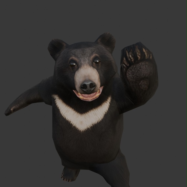 【3Dキャラクター】ツキノワグマ(ローポリ)