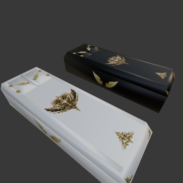 【3D小道具】棺桶(かんおけ)セット(ローポリ)