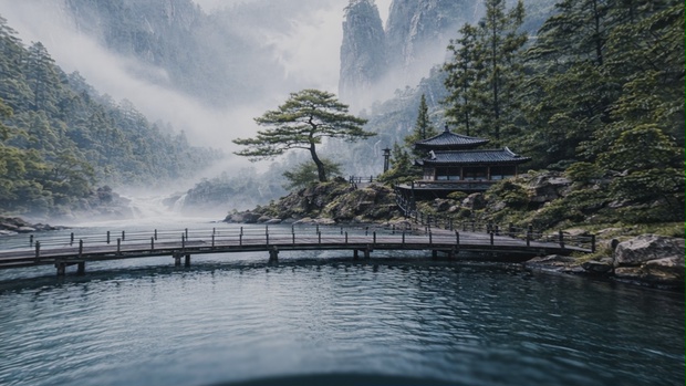 【ワールド・環境】山寺の見える霧の秘境 SKYBOXテクスチャ　