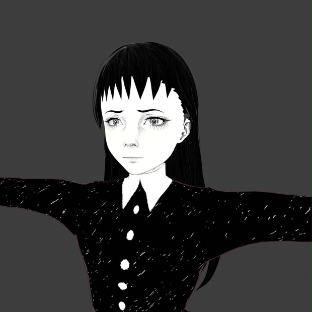 【3Dキャラクター】ホラー漫画少女