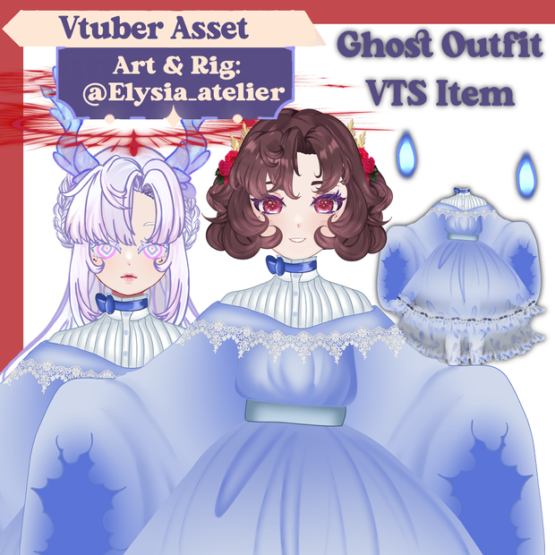[Live2Dアイテム] Rigged Ghost Outfit, Live2d Halloween, Live2D asset, VTuber Item, Live2D Item, Live2D Asset, Vtuber Outfit Asset, Vtuber Asset