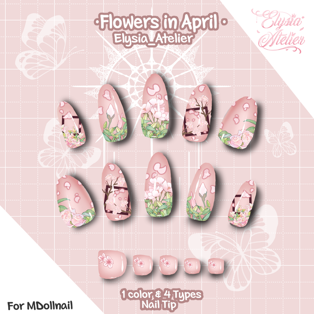 【Compatible with MDollnail】Flower's in April 【Nail Texture】