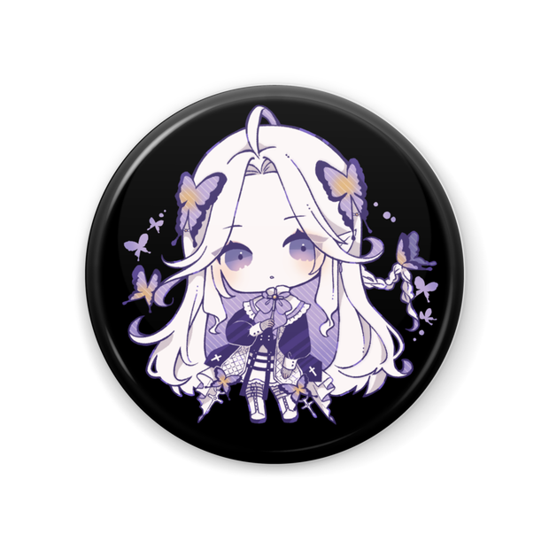 ꒰ঌ ♱ ໒꒱【胡羽ラルア/SDイラスト蝶々沢山ver.背景黒】缶ミラー