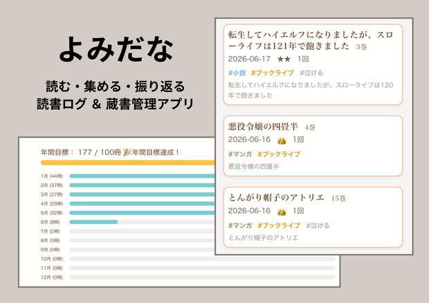 「よみだな」 読書ログ＆蔵書管理アプリ