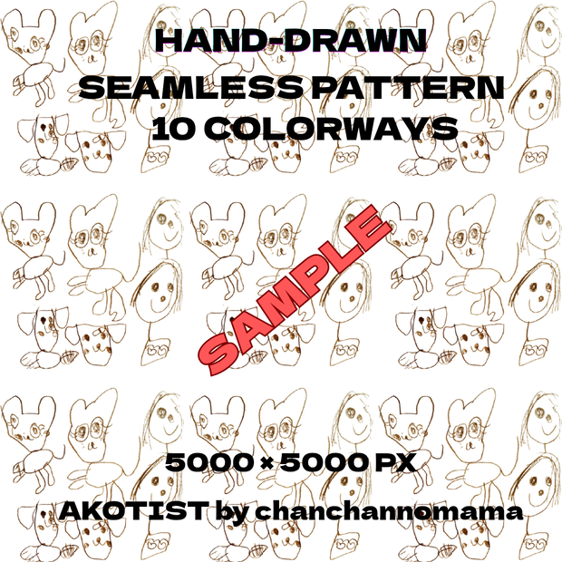 【AKOTIST】100%手描き作品　シームレスパターン