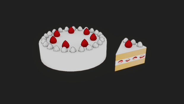 【3Dモデル】ショートケーキ カット・ホール有り