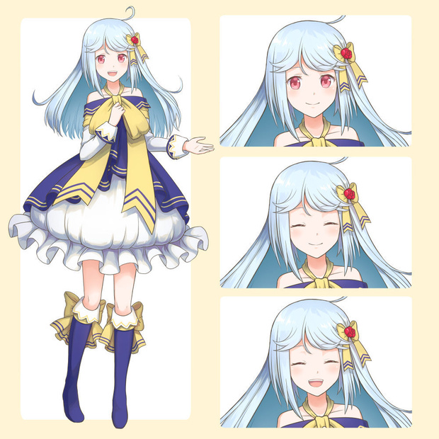 【無料立ち絵】リボンモチーフさん【表情4種】