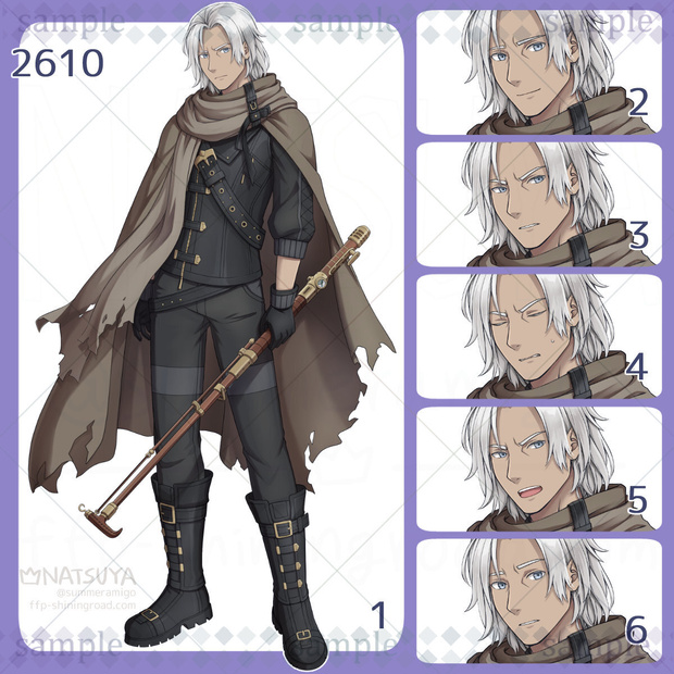 【立ち絵】2610【表情6種】イメージ：男性、近未来、冒険者、傭兵