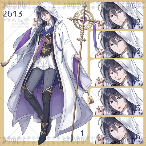 【立ち絵】2613【表情6種】イメージ：男性、ファンタジー、魔法使い、錬金術師