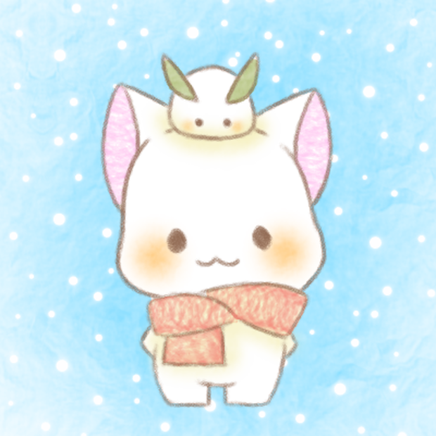 雪うさぎ　猫さん　背景あり