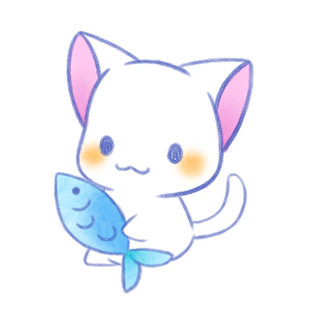 魚と白猫さん。