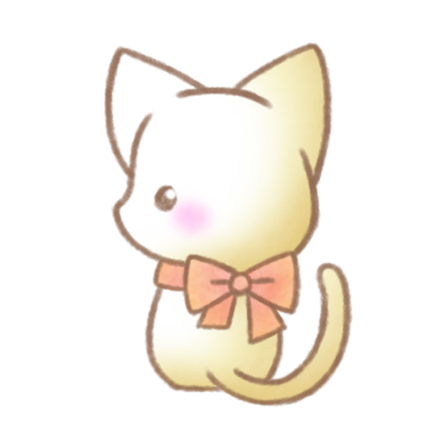 赤色リボンの白にゃんこ。