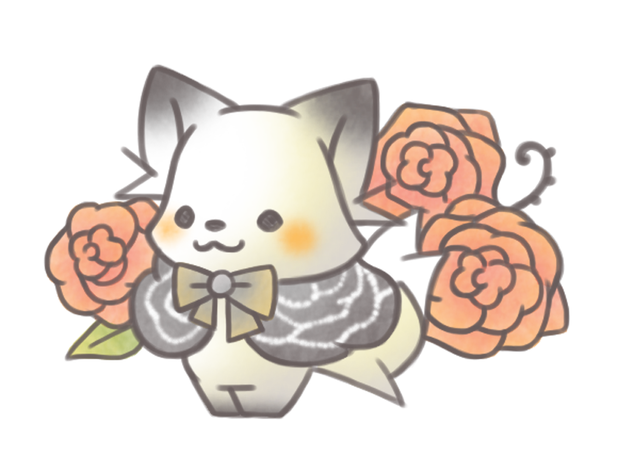 赤薔薇に白狐さん。