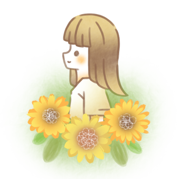 向日葵と女の子。