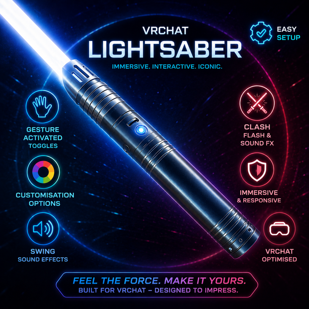 VRChat Lightsaber [Gesture Support + Dynamic Clash/Swing SFX!] // VRChatライトセーバー【ジェスチャー操作対応・ダイナミック衝突＆スイングSE搭載！】