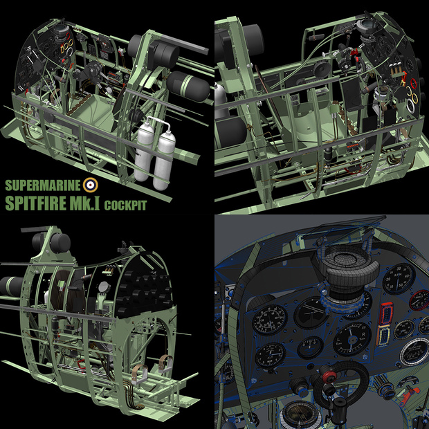 スピットファイア　コクピット　3Dデータ