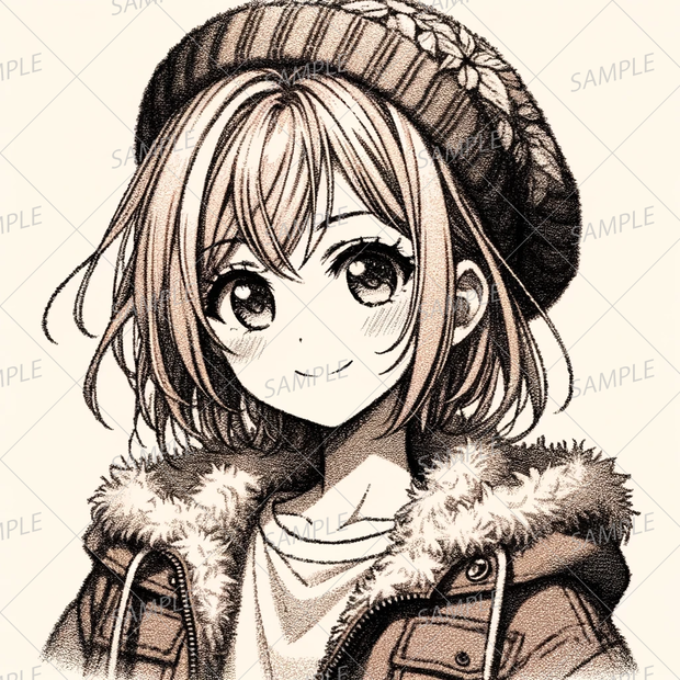 【私服】ニット帽のショートヘアの女の子_アイコン