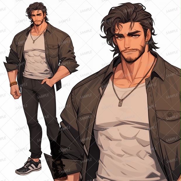 【私服】ダンディで筋肉質な中年男性_立ち絵 - きゃら館 - BOOTH