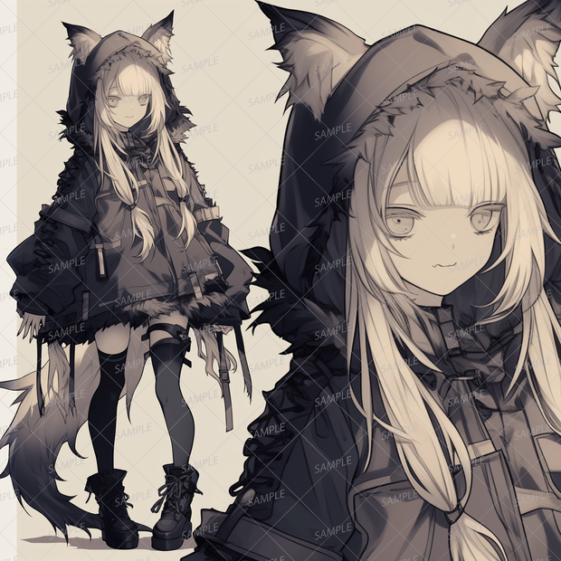 【獣人】フードを被ったキツネのケモ耳少女_立ち絵