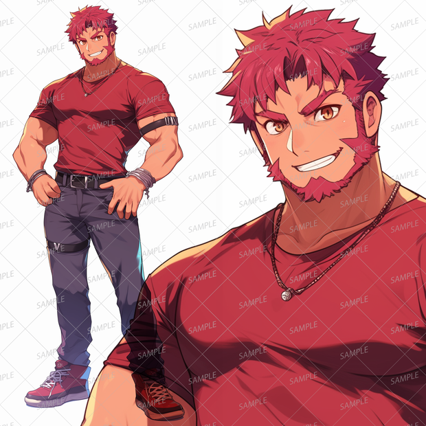 【私服】赤髪の筋肉質な男性_立ち絵