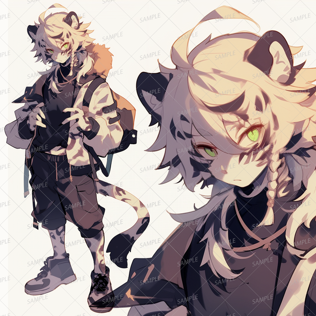 【獣人】白虎の幼い少年_立ち絵