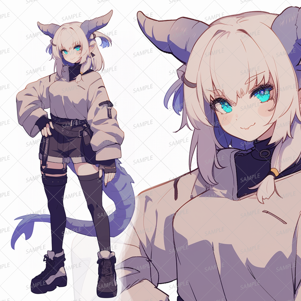 【獣人】角の生えたドヤ顔の少女_立ち絵