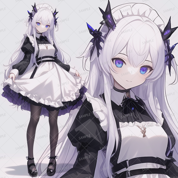 【ファンタジー】薄紫色の髪のメイド少女_立ち絵