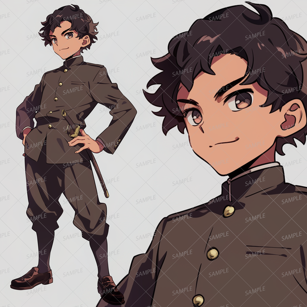 【学園】軍服の黒髪少年指揮官_立ち絵