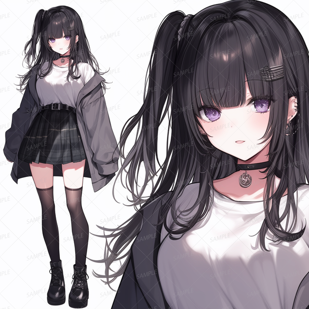 【私服】サイドテールのシックな少女_立ち絵