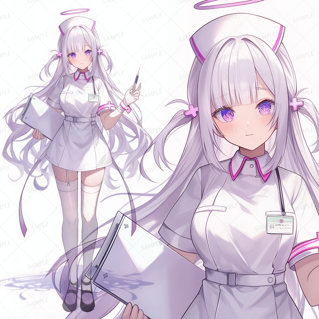 【仕事】白髪ロングの天使ナース_立ち絵