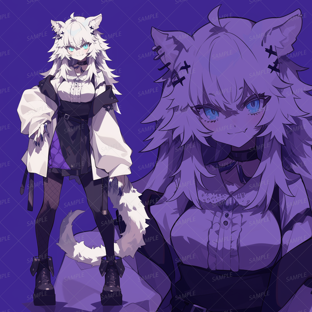 【獣人】ゴシック服の人狼少女_立ち絵