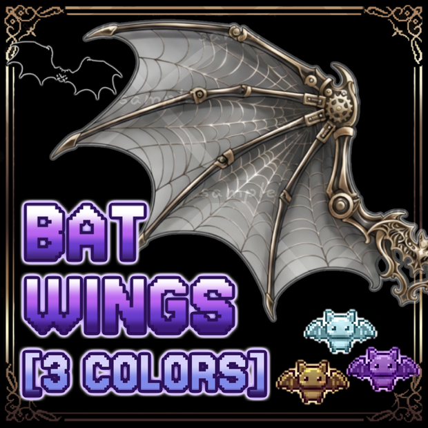【無料有】🦇メカ蝙蝠羽（3Colors）| ハロウィン着せ替え｜VTuber・配信素材🦇