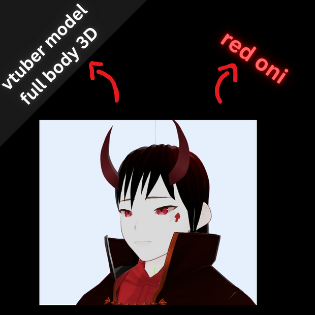 Vtuber model Red oni male: ton of expressions, including backrounds, fully rigged